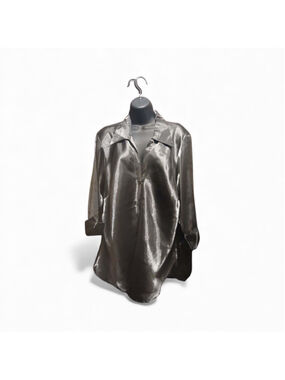 Blue Diamond Plus Women's 18W Long Sleeve Button-Up Metallic Shirt (JC249)